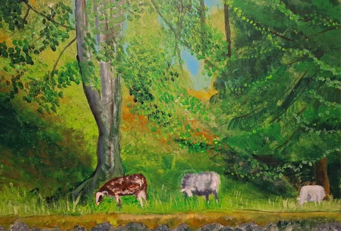 Slika „Spokoj” — Akril na platnu · 70 × 50 cm · Zagreb, 2024.